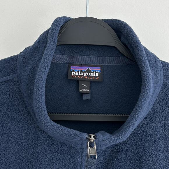 Patagonia Classic Synchilla Jacket Mens 2XL Navy Fleece Full Zip Pockets Outdoor - Picture 4 of 11